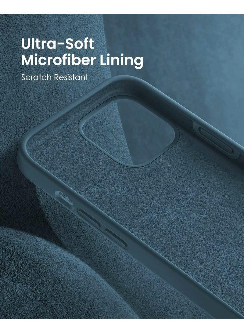 Compatible with iPhone 13/14 Case 6.1 Inch Slim Liquid Silicone 4 Layers Soft Gel Rubber Shockproof Protective Phone Case with Anti Scratch Microfiber Lining (Petrol) - Image 4